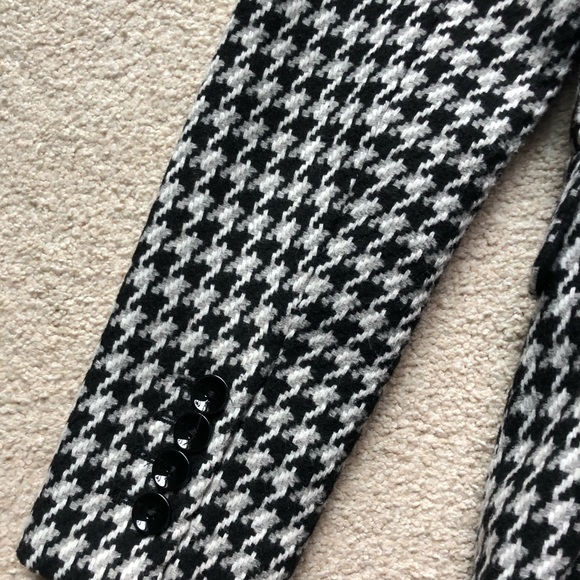 Express Black White Gray Tweed Jacket Blazer Woven Wool Blend 1 Button Jacquard - Picture 13 of 16